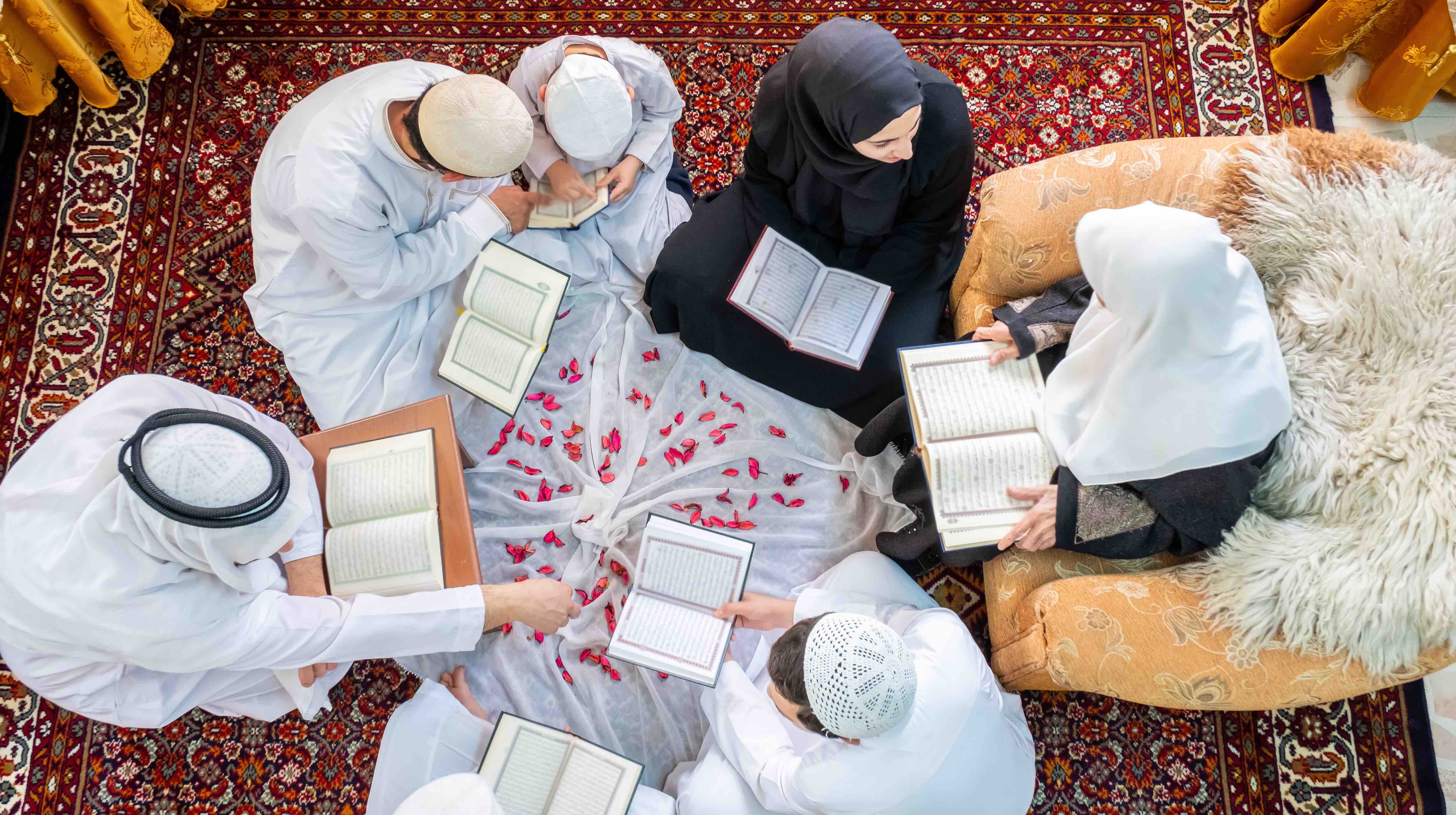 Happy arabic family reading and learning quraan during ramadan By dieddin - QF - 04