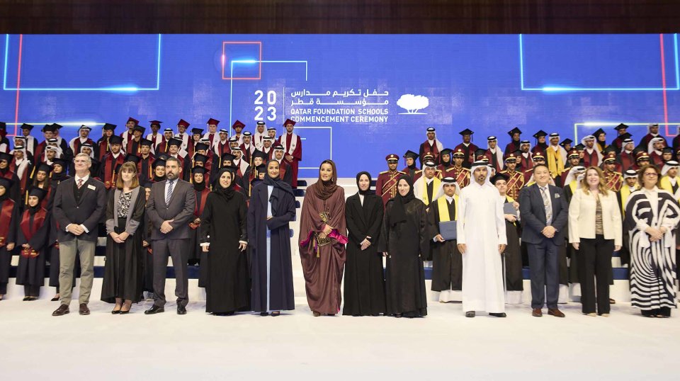 صاحبة السمو الشيخة موزا بنت ناصر تشهد الحفل الموحد لتكريم مدارس مؤسسة قطر