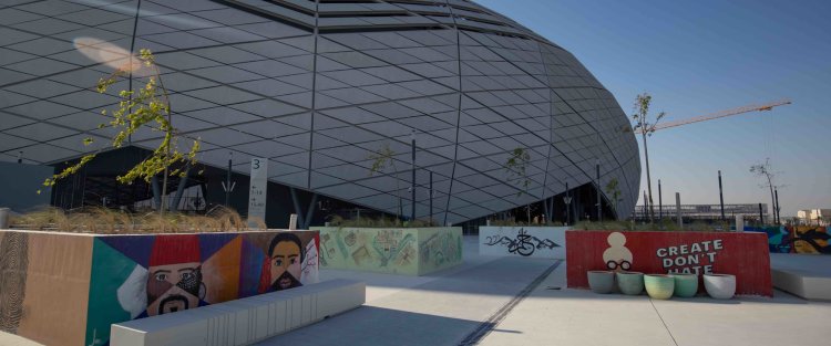 Using art outside the Education City Stadium to depict the vibrancy of Qatar Foundation