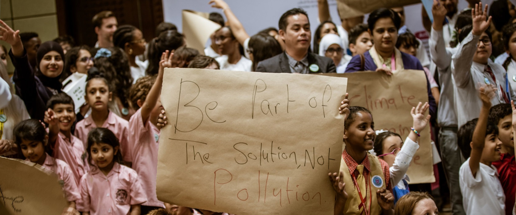 Climate change protestors take a stand for the planet at Qatar Foundation 