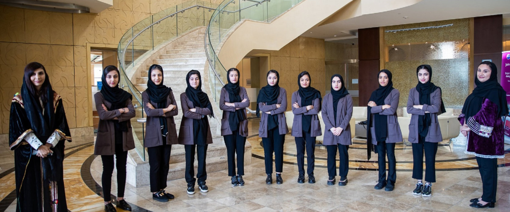 All-female Afghan robotics team receive scholarships to study at QF with joint funding from Qatar Fund for Development 