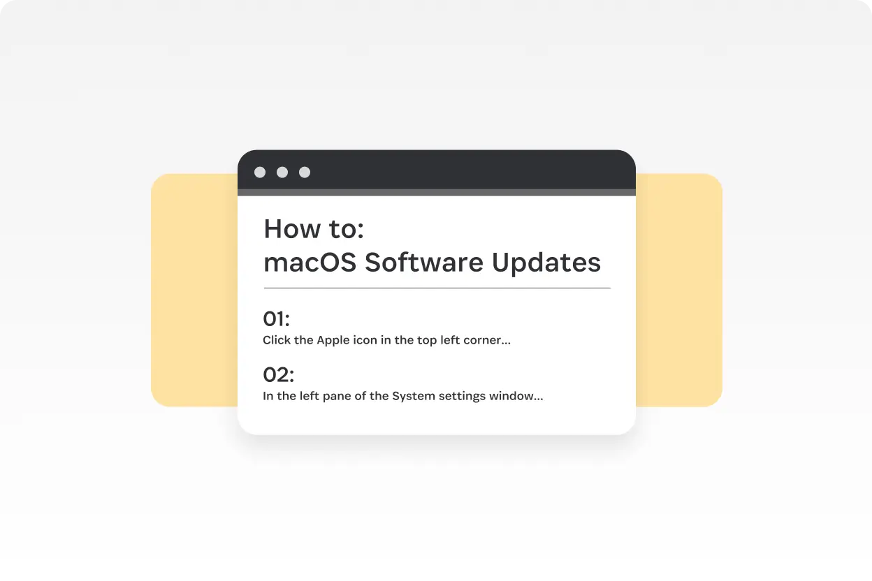 1Password instructional window showing how to perform macOS software updates