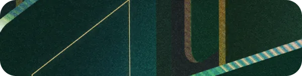 Abstract illustration with diagonal lines and geometric shapes in teal and gold tones