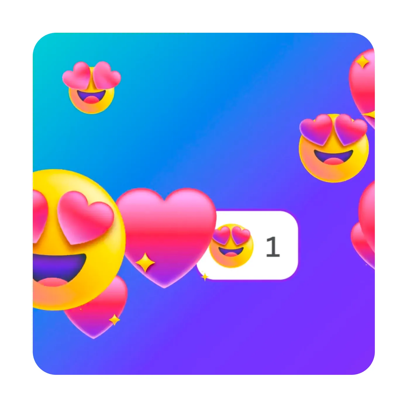 Colorful heart and emoji reaction graphics representing positive feedback and trust in secure credential sharing
