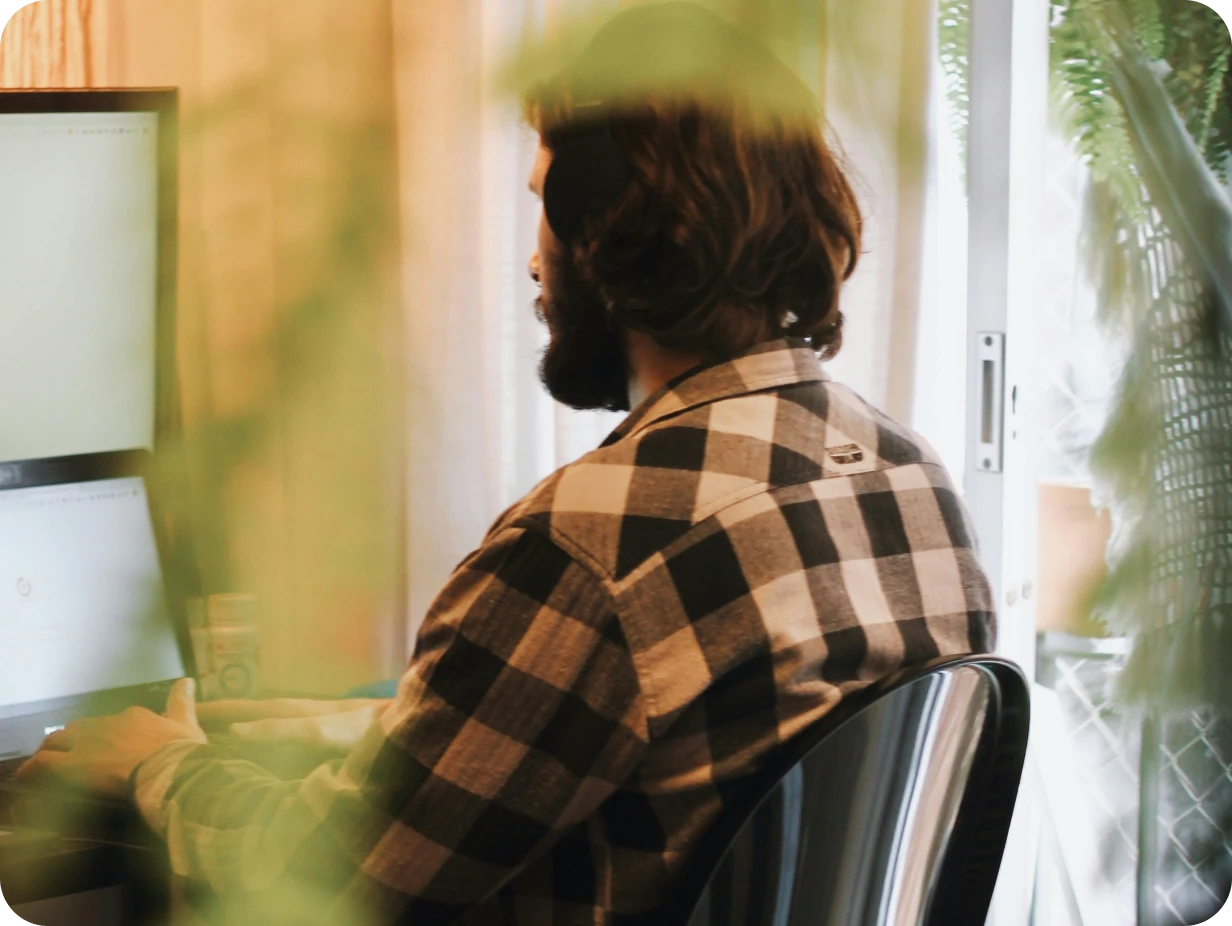 Man sitting at computer