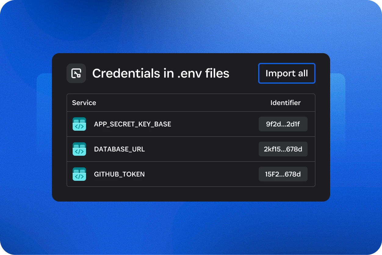 Credentials in .env files - Import all