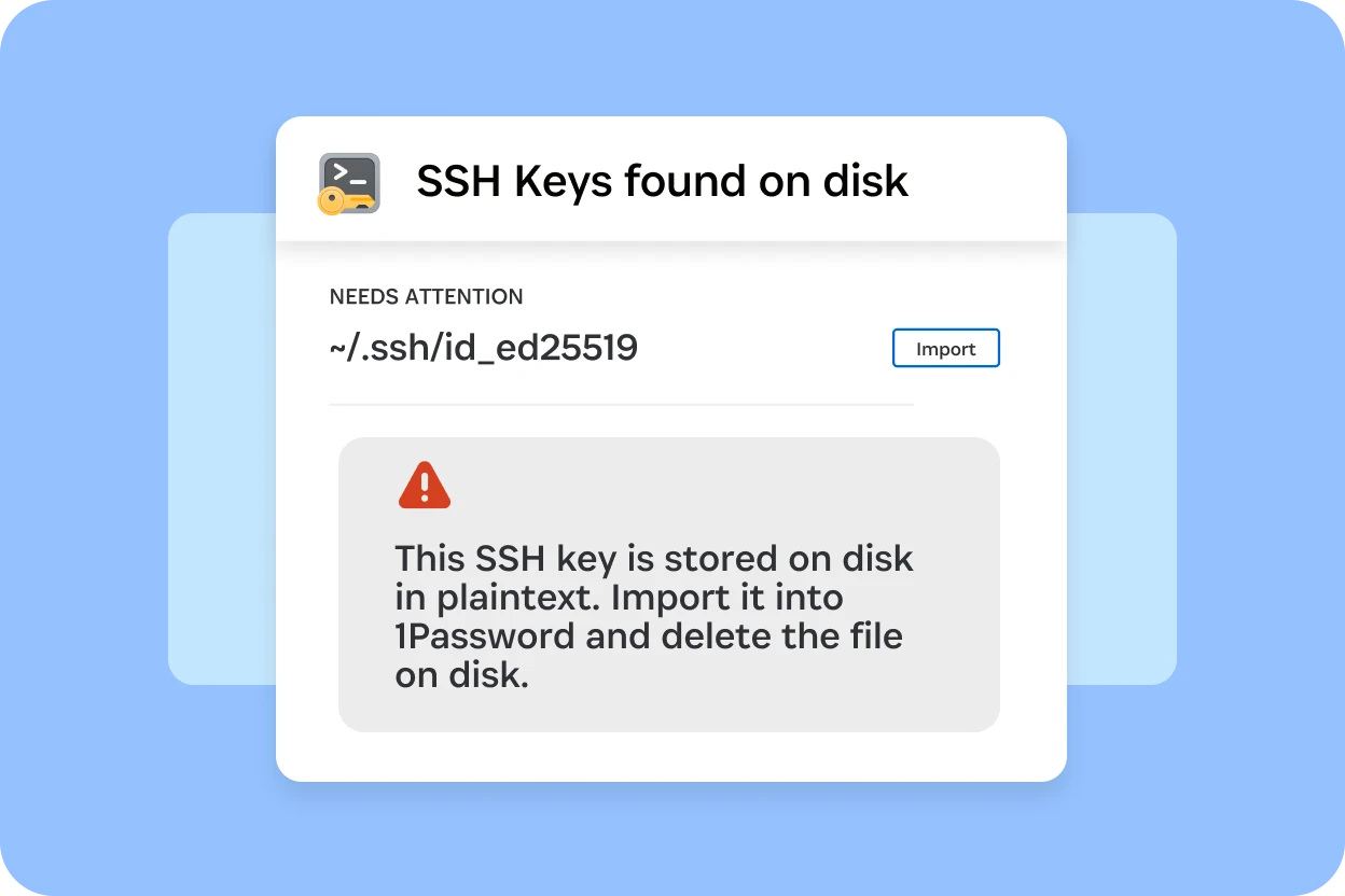SSH Keys management dashboard highlighting insecure and unencrypted keys requiring attention for enterprise security.