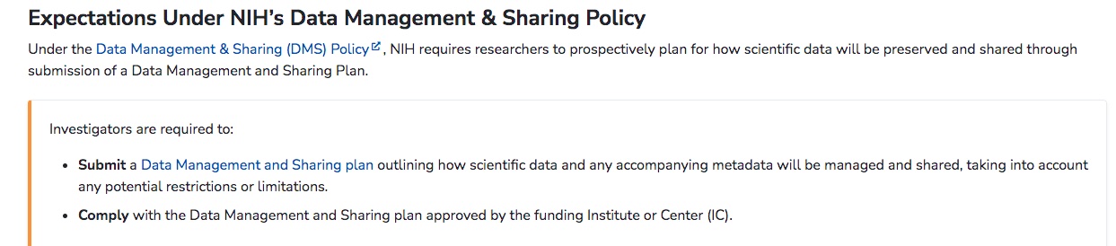 NIH Data Sharing Policy