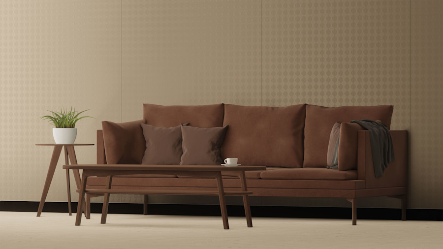 Tekstur B1 in Greige 868 in Living Room Scene