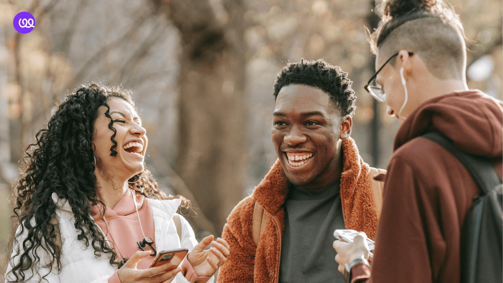 group of students laughing