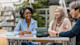 Two female international students who are studying to earn their PhD from a US university sit side by side in a university classroom building.