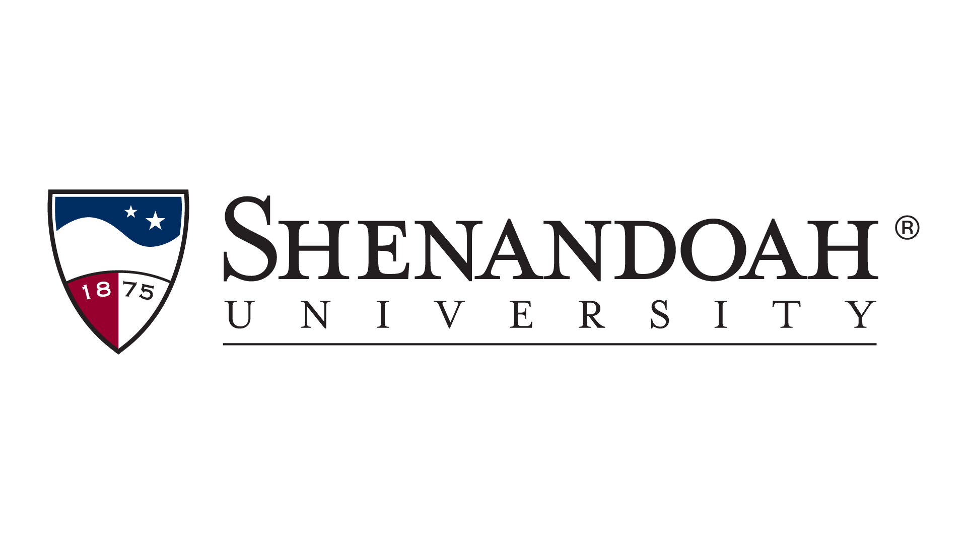 This image shows the crest of Shenandoah University featuring a mountain range and star and the year 1875 when the school was founded