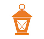 This illustration of the Shorelight brand logo shows an orange lantern on a white background