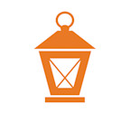 This illustration of the Shorelight brand logo shows an orange lantern on a white background