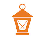 This illustration of the Shorelight brand logo shows an orange lantern on a white background
