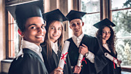 Several international students graduating together