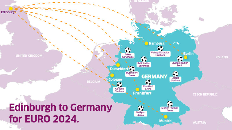 Edinburgh to Germany Euros map