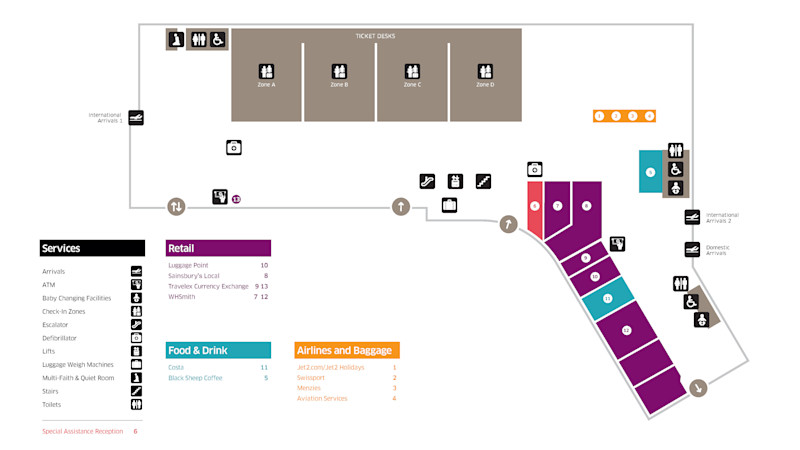 Airport map before security - June 2025