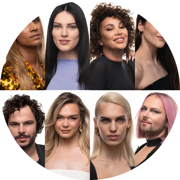 Eight people smiling at the camera