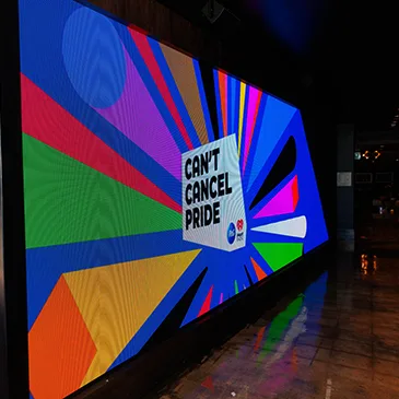 Digital sign that reads, "Can't Cancel Pride"