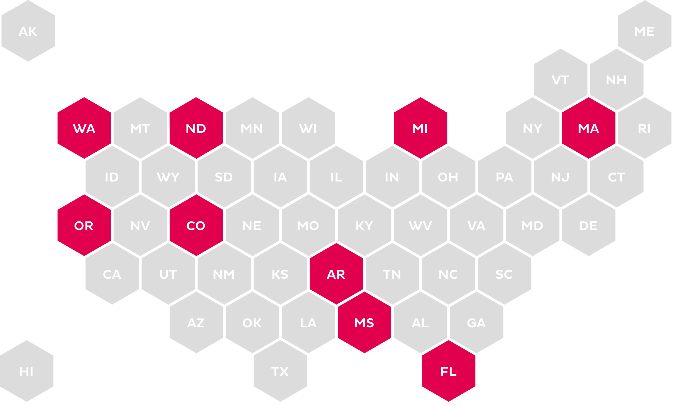 A map depicting states with no ePA standards