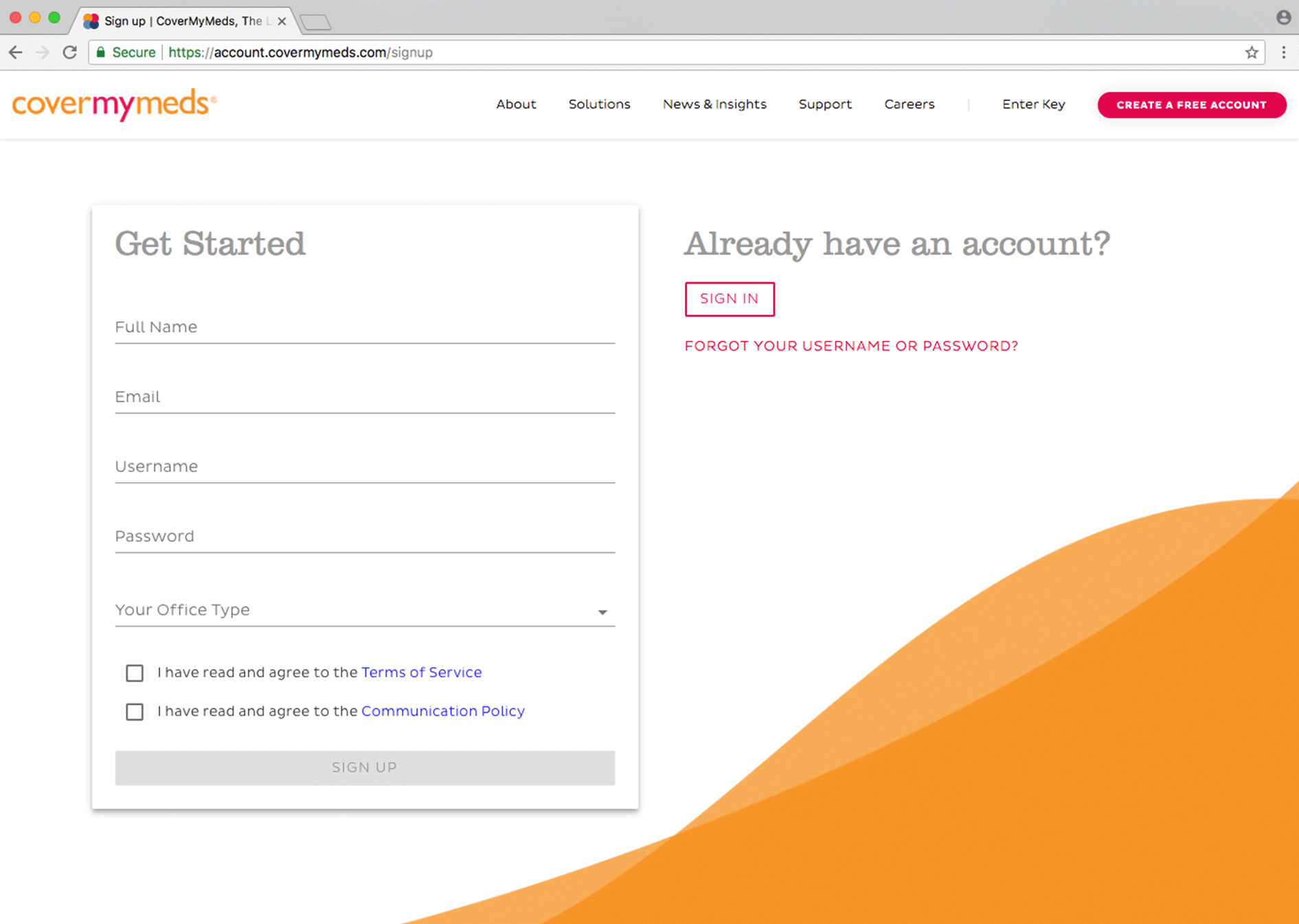 User Interface for Signup Page