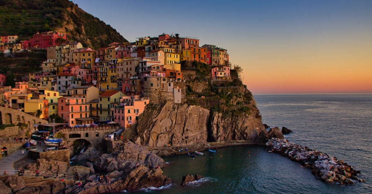 Aerial Shot of the Colorful Manarola Buildings in Italy