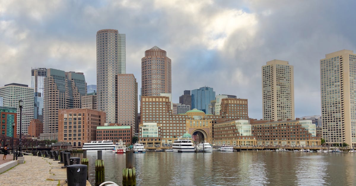 Skyline of Modern Skyscrapers in the Boston Harbor, Massachusetts, USA