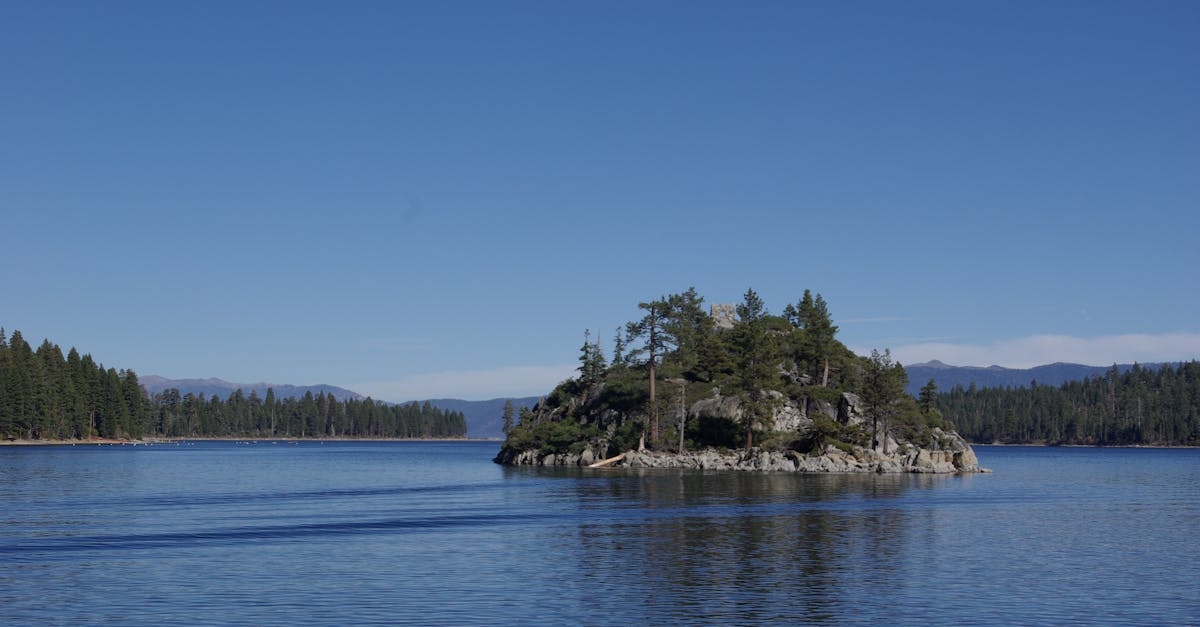 Fannette Island at Lake Tahoe under Blue Sky