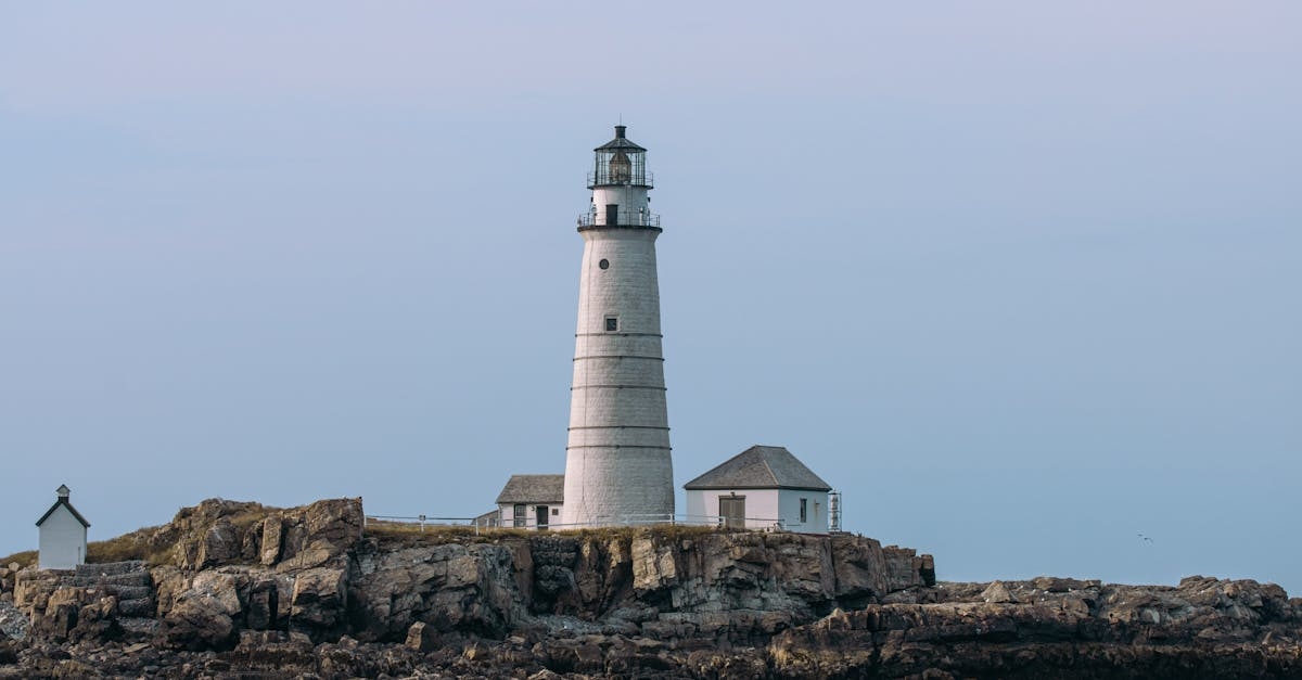 Boston Light on Rocky Little Brewster Island in Boston Harbor