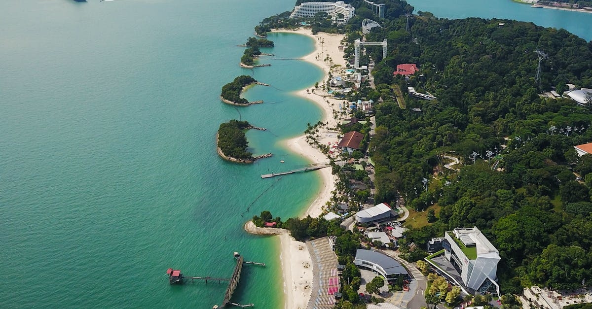 Aerial View of White Sand Beach in Singapore