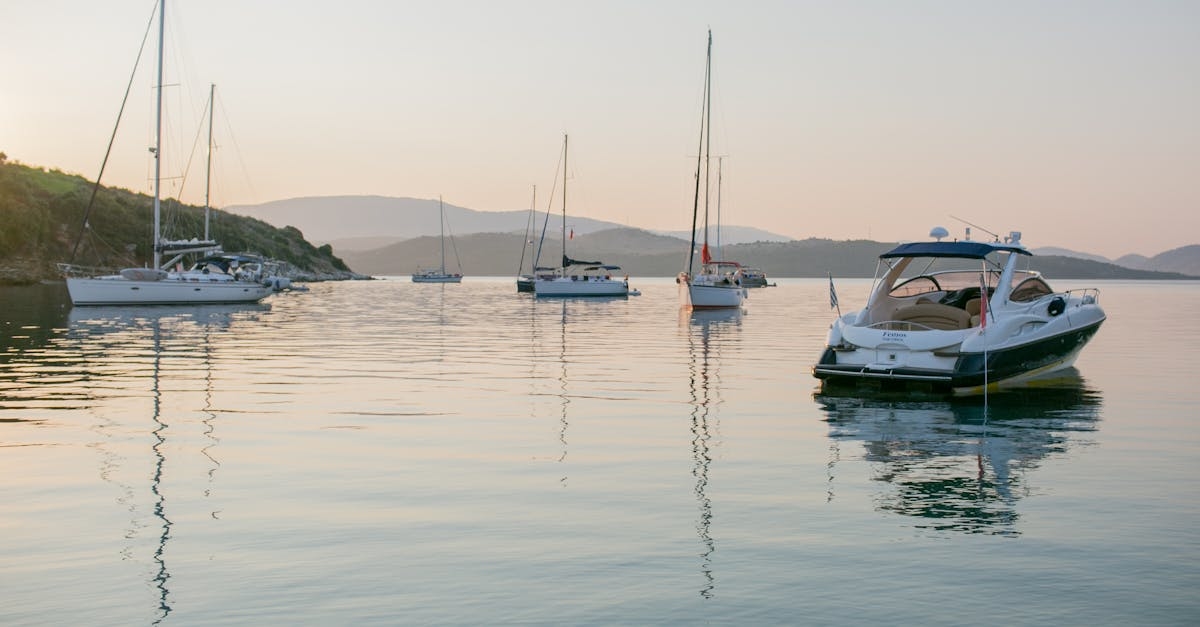 Calm boats floating in sea