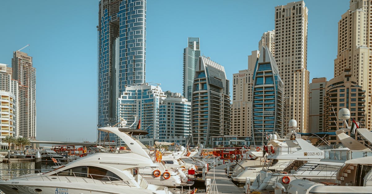 Dubai Marina Under Blue Sky