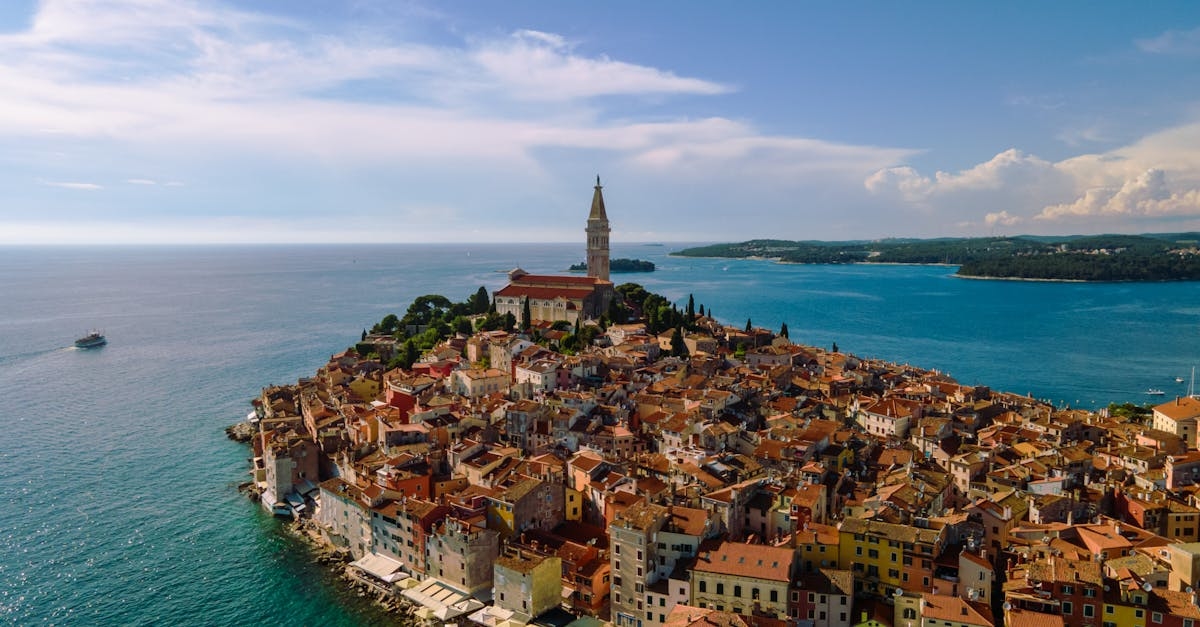 An aerial view of the town of rovinj, croatia