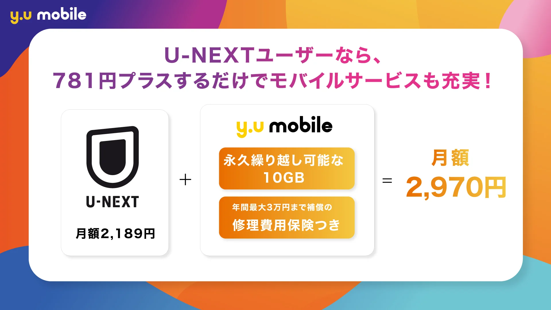 y.u mobile「シングル U-NEXT」U-NEXTユーザーの料金