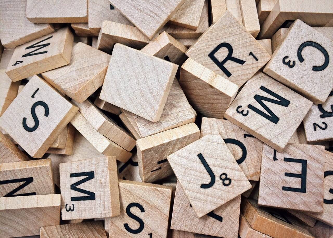 Scrabble letters, vocabulary