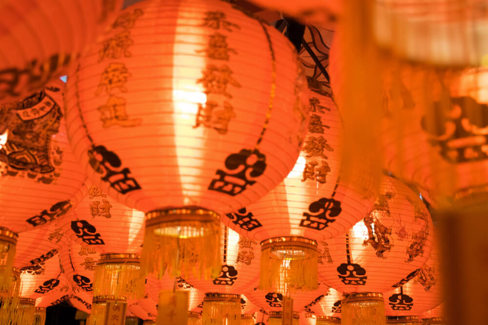 Red lanterns hanging for Chinese New Year