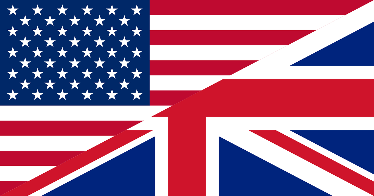영국 국기와 미국 국기 
