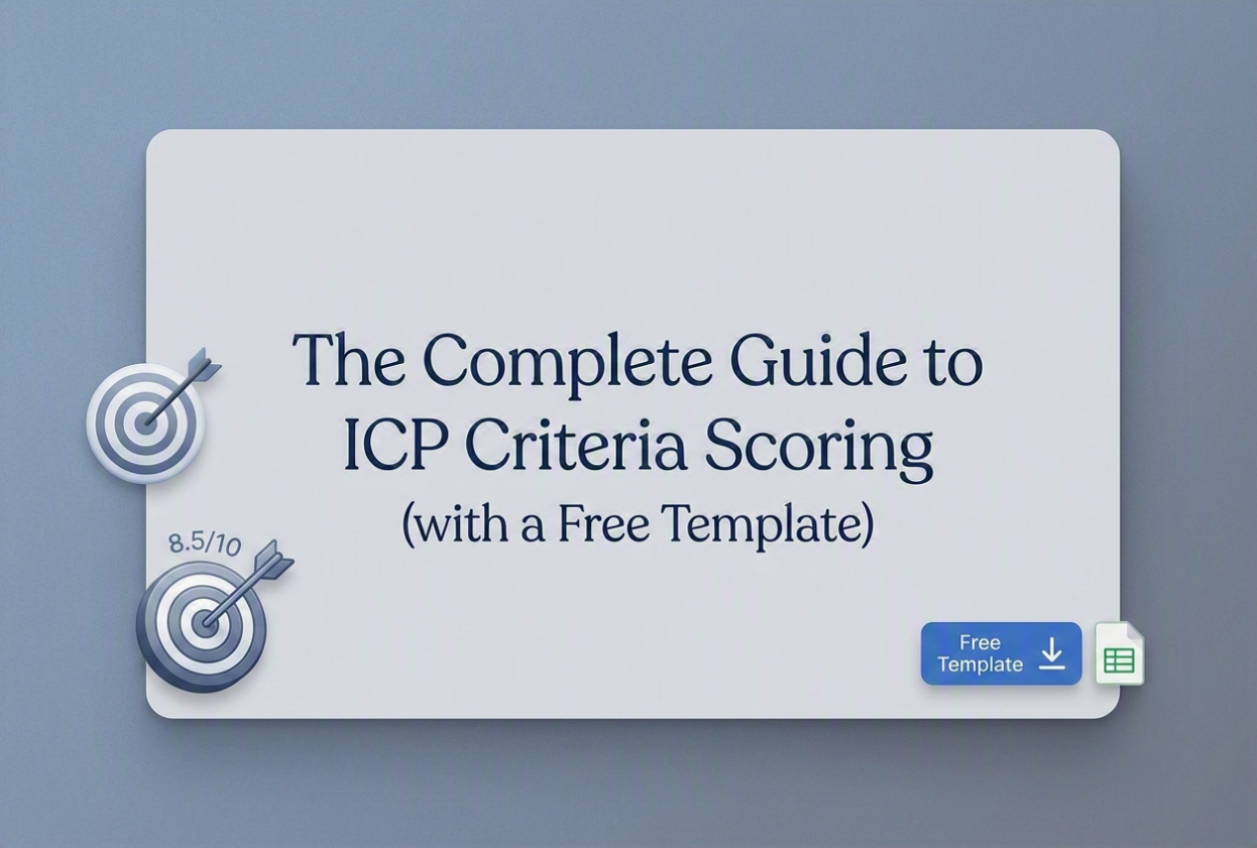 Title card reading The Complete Guide to ICP Criteria Scoring (with a Free Template), with target-and-arrow icons and a free template download button.