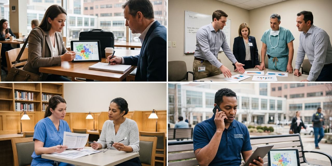 collage (rep meetings) Four buying committee roles in a medical device deal