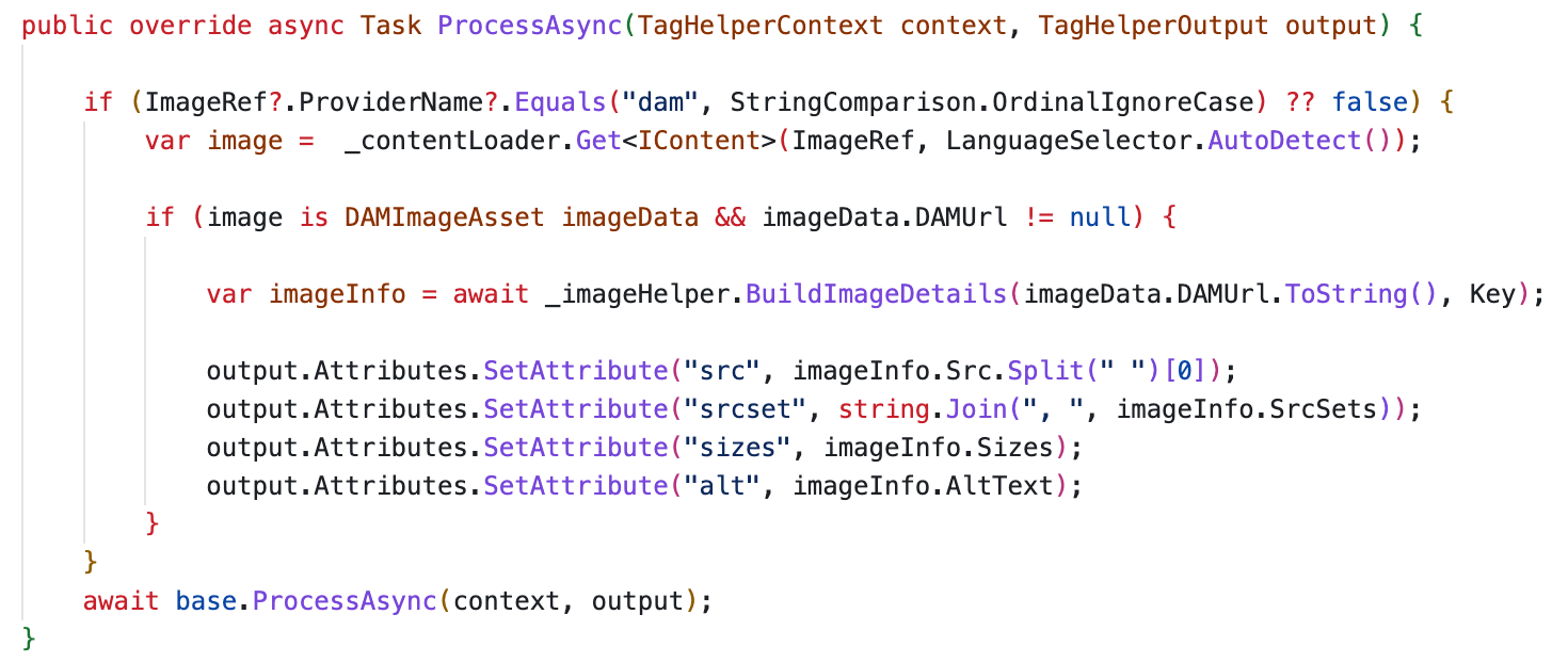 Code snippet from the Tag Helper