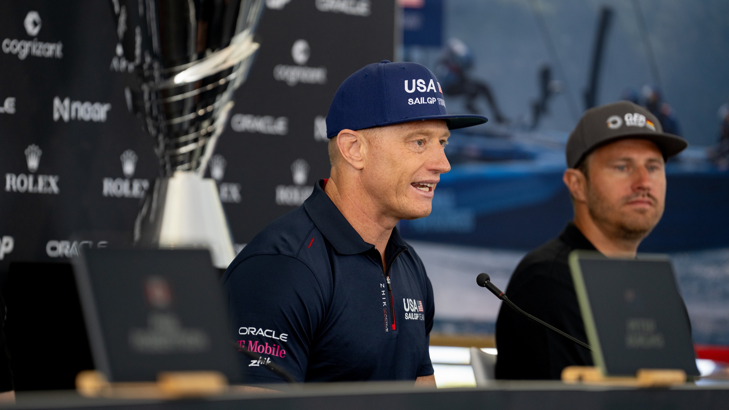 Season 4 // Los Angeles Sail Grand Prix // Spithill with Erik Heil at the press conference 