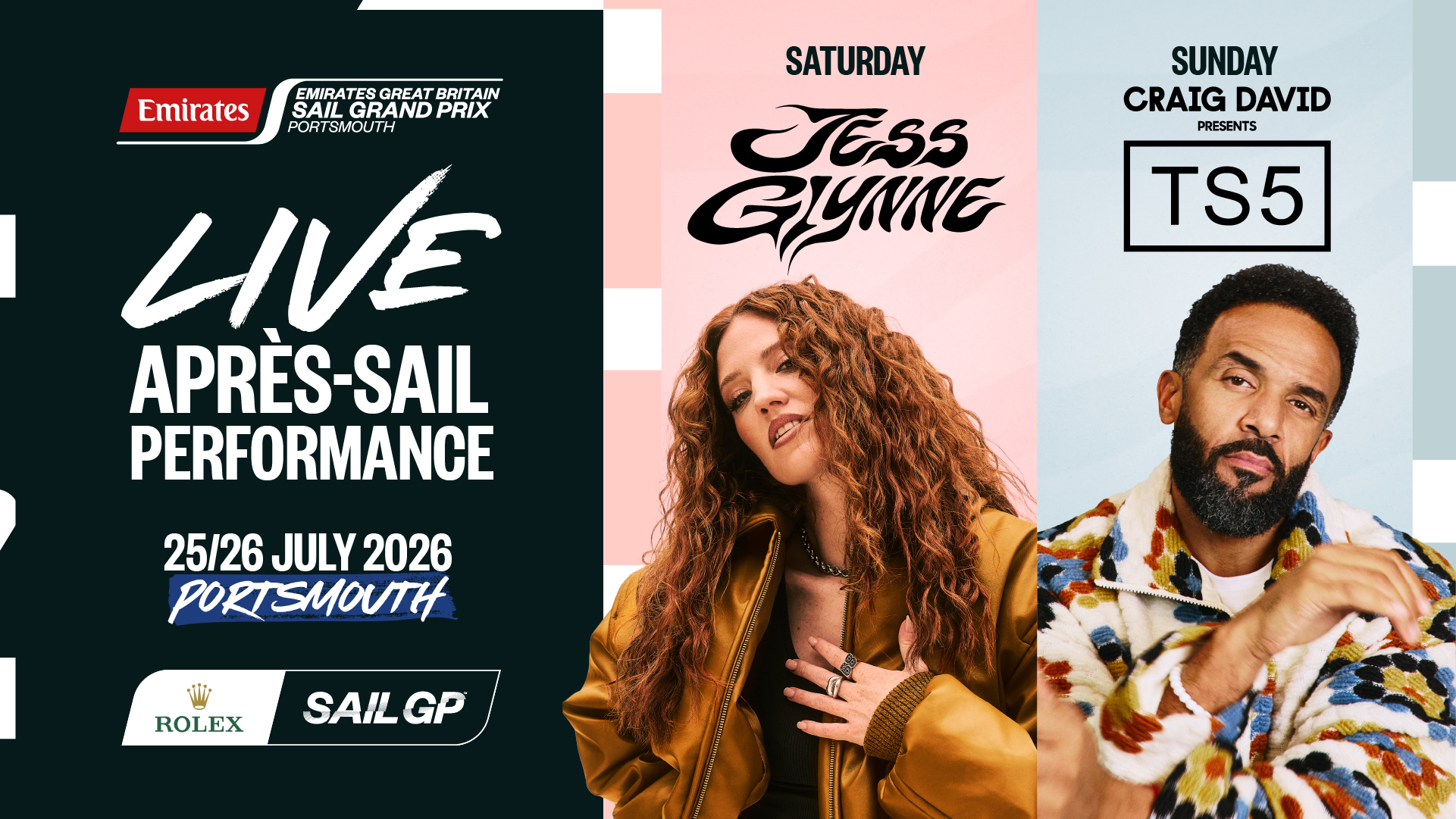 Craig David and Jess Glynne to soundtrack SailGP’s Portsmouth return