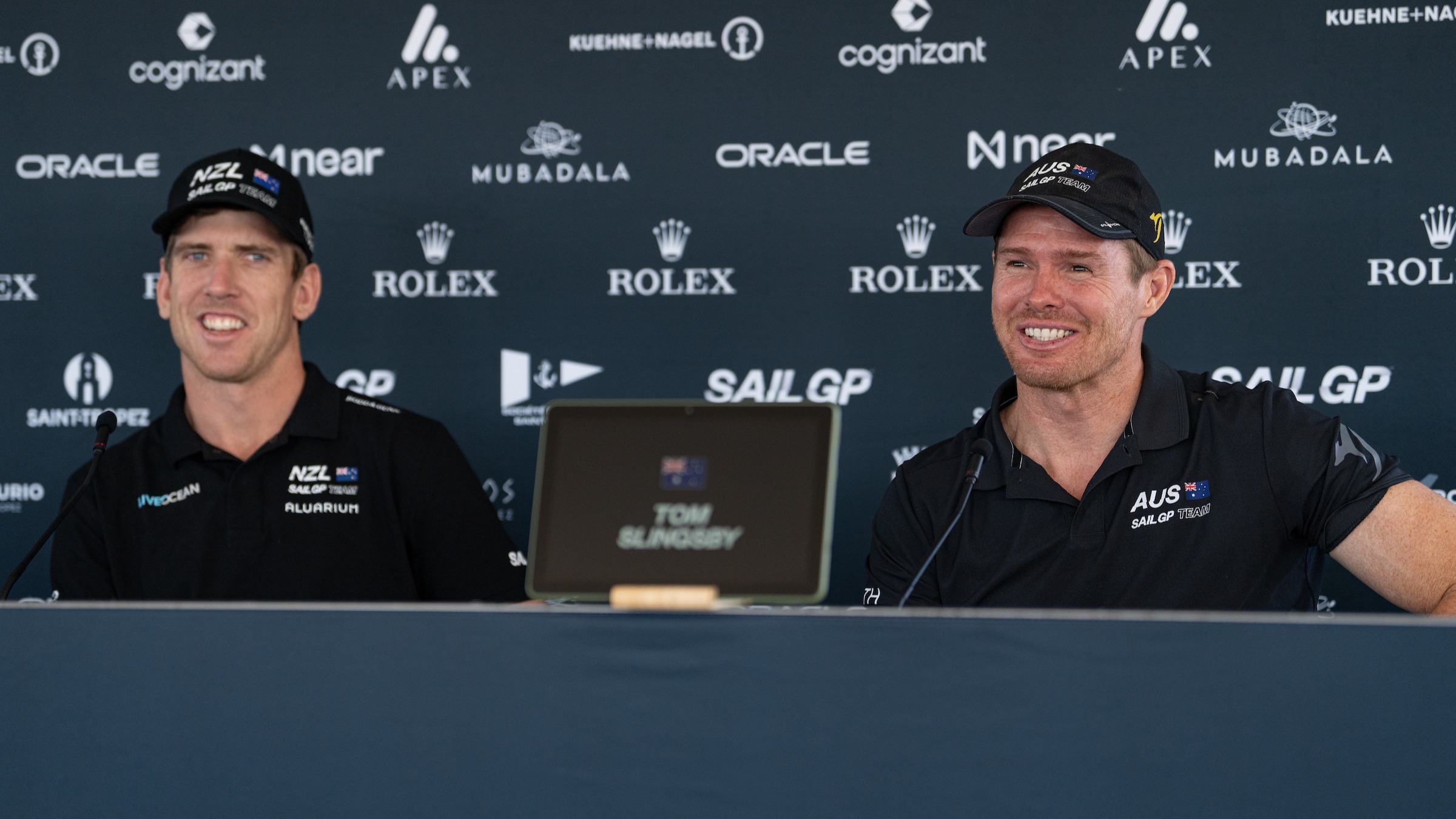 Season 4 // Australia driver Tom Slingsby and New Zealand driver Peter Burling at Saint Tropez press conference 