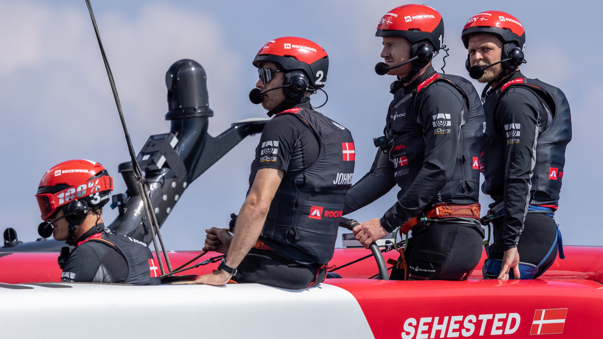 Season 3 // ROCKWOOL Denmark Sail Grand Prix // Close up of Denmark in practice 