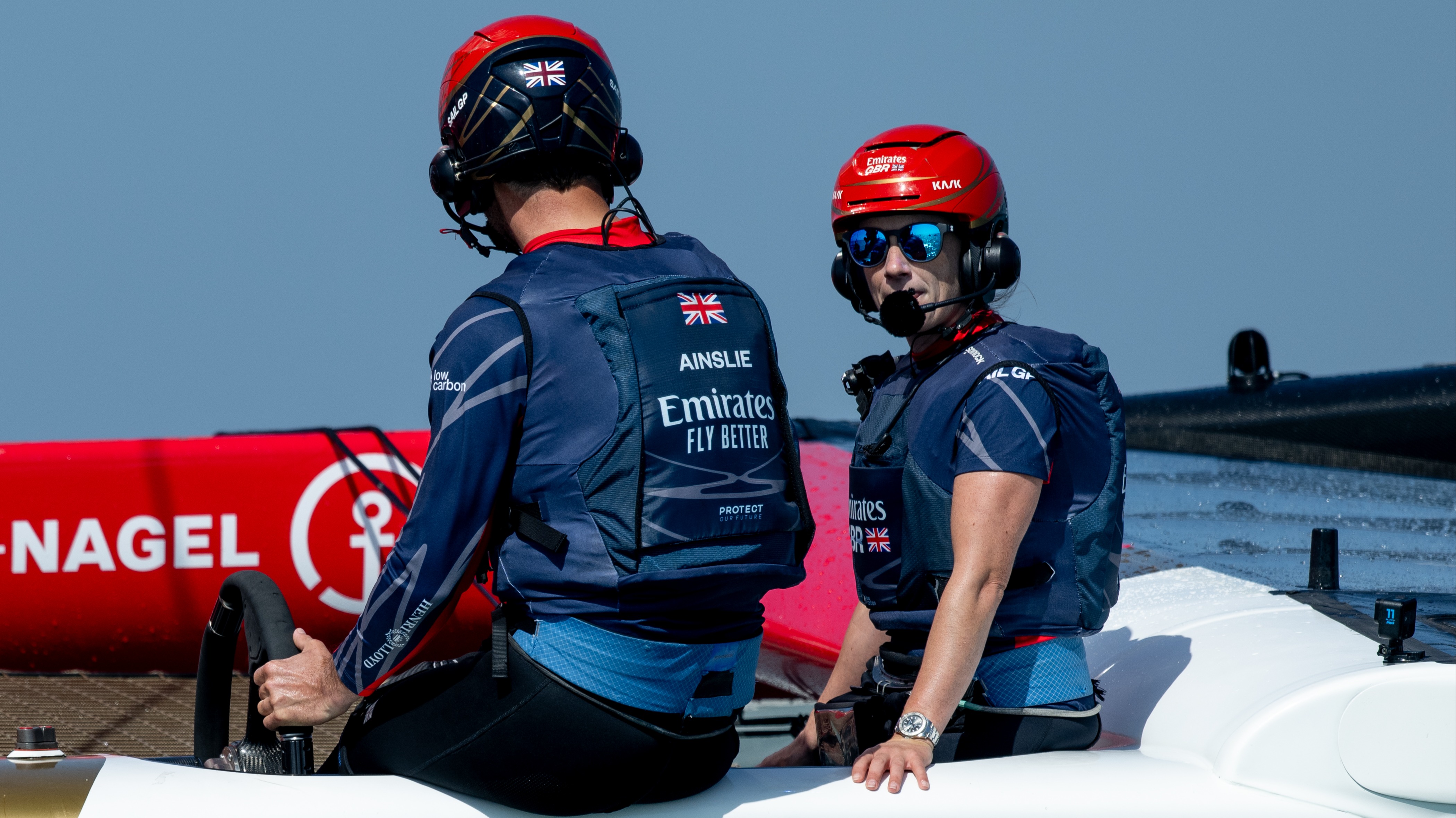 Season 4 // Ben Ainslie and Hannah Mills on board the Emirates GBR F50 in Cadiz