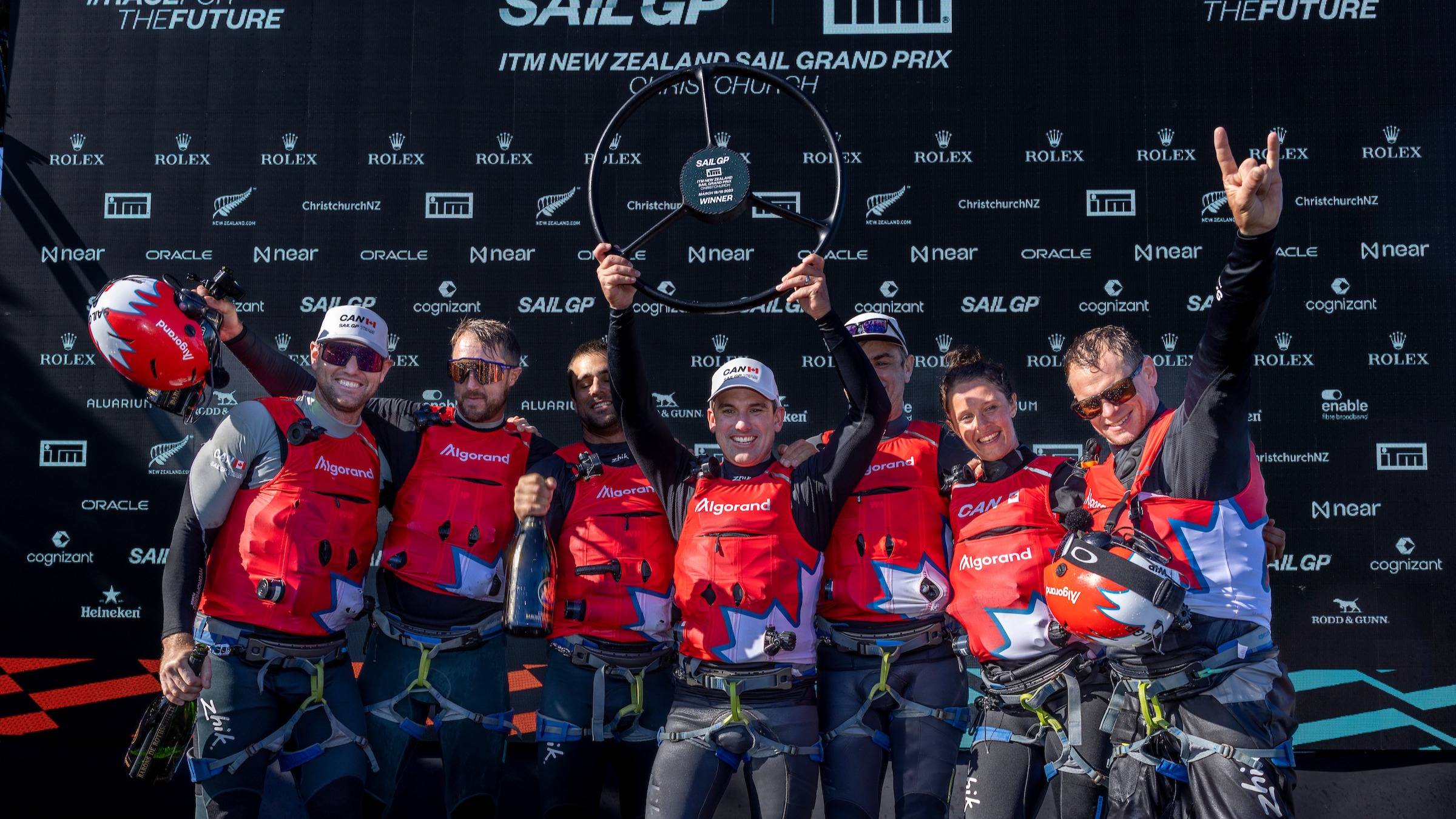 Season 3 // New Zealand Sail Grand Prix // Canada celebrate at prize giving 