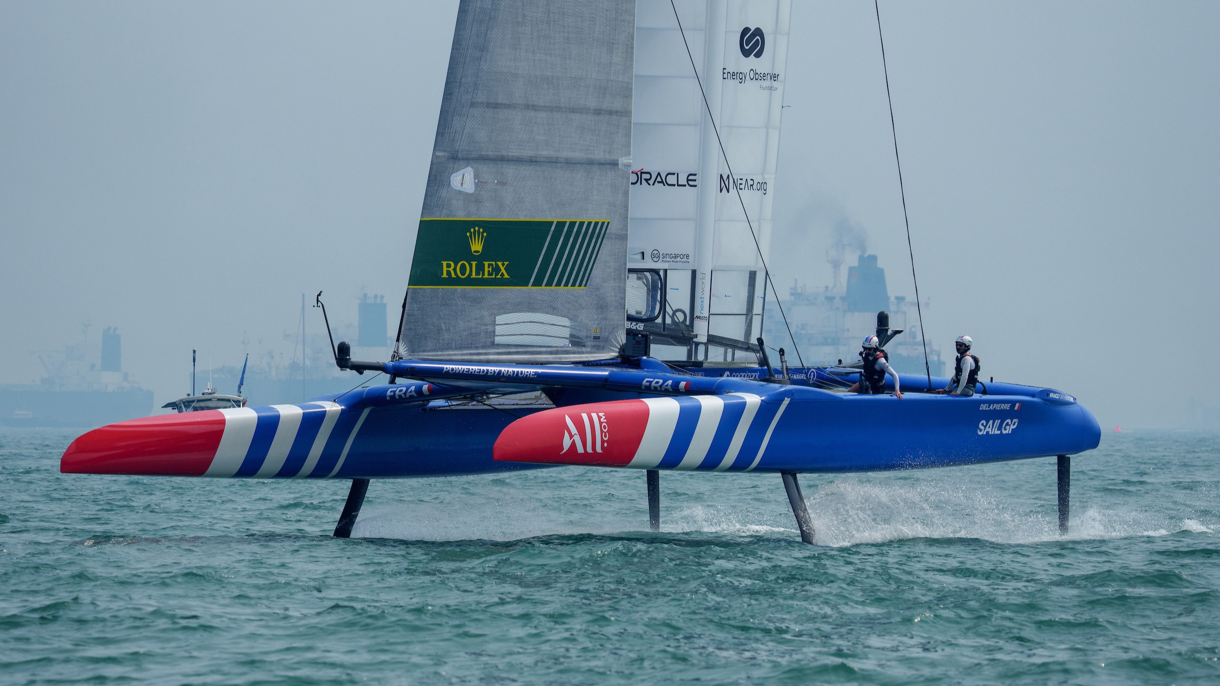 Season 3 // France SailGP Team // France underway in Singapore on day two 