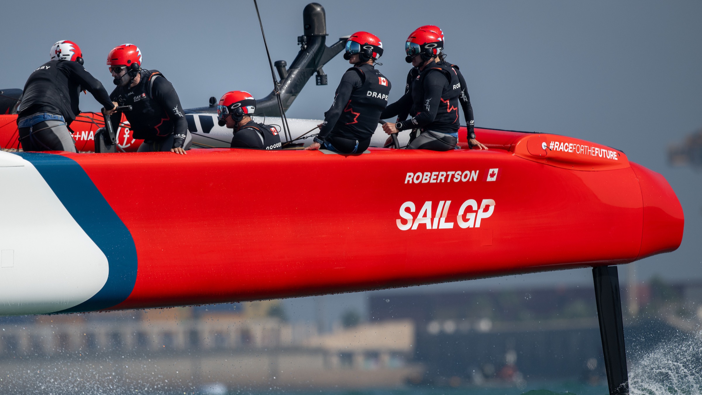 Season 4 // Canada SailGP Team racing on first day of Spain Sail Grand Prix in Cadiz