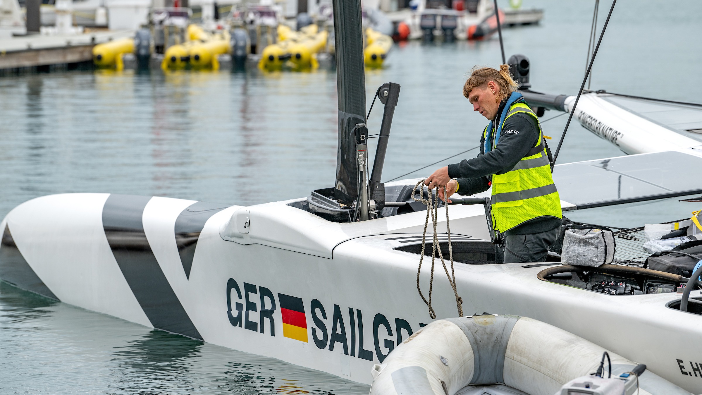 Season 4 // United States Sail Grand Prix Chicago // Germany F50 in tech area with shore team